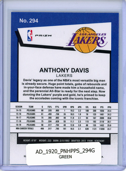 Anthony Davis 2019-20 Hoops Premium Stock #294 Hoops Tribute Green