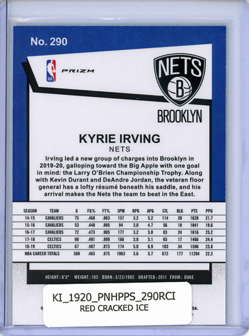 Kyrie Irving 2019-20 Hoops Premium Stock #290 Hoops Tribute Red Cracked Ice