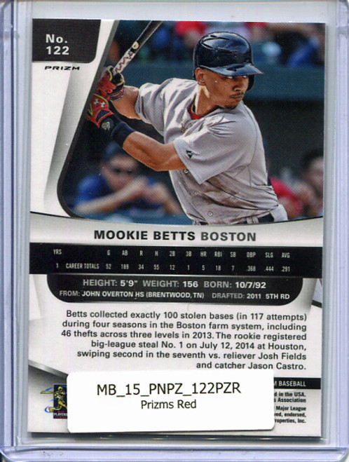 Mookie Betts 2015 Prizm #122 Red Baseball