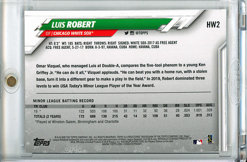 Luis Robert 2020 Topps Holiday #HW2 Photo Variations - Candy Cane Bat (1)