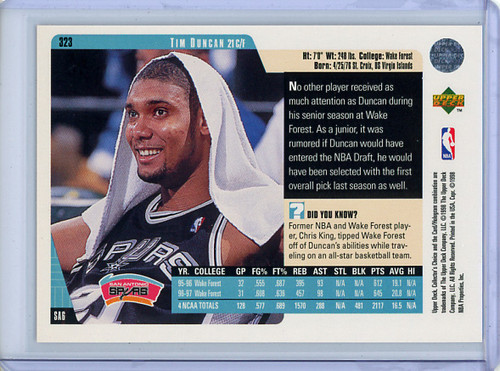 Tim Duncan 1997-98 Collector's Choice #323 (2)