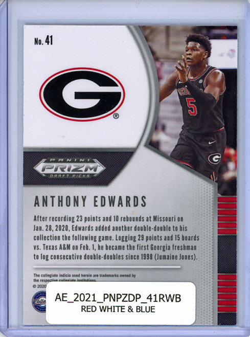 Anthony Edwards 2020-21 Prizm Draft Picks #41 Red White & Blue