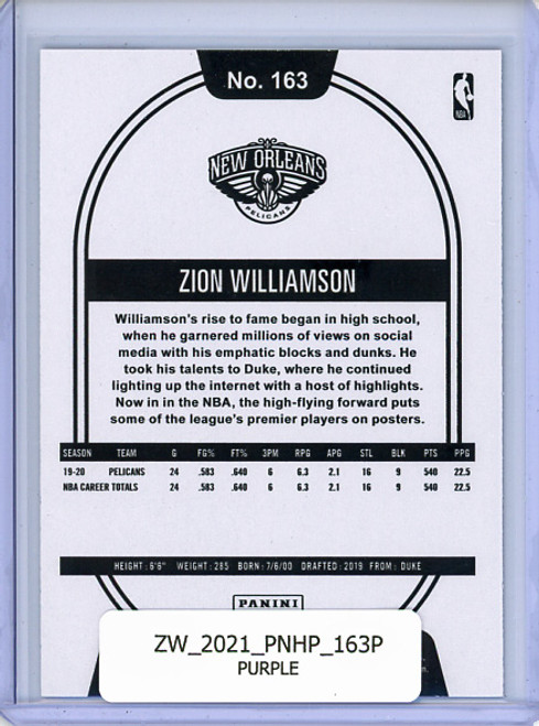 Zion Williamson 2020-21 Hoops #163 Purple (1)