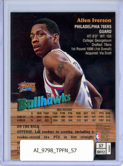 Allen Iverson 1997-98 Finest #57 Ballhawks With Coating