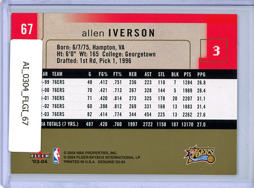 Allen Iverson 2003-04 Genuine Insider #67