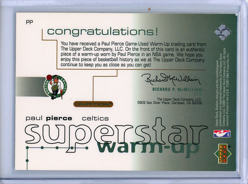 Paul Pierce 2001-02 Ovation, Superstar Warm-Ups #PP (1)