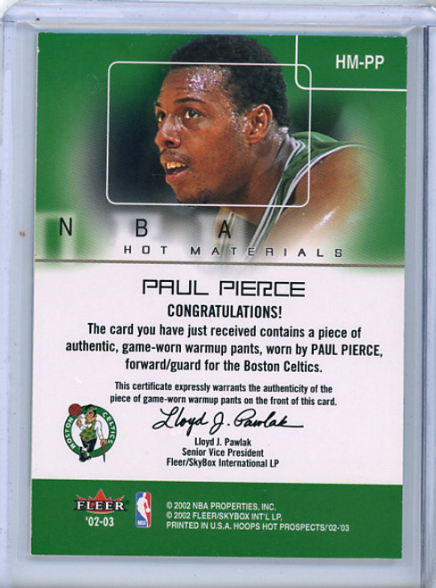 Paul Pierce 2002-03 Hoops Hot Prospects, Hot Materials #HM-PP (2)