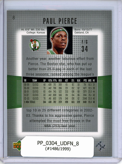 Paul Pierce 2003-04 Finite #8 (#1486/1999)