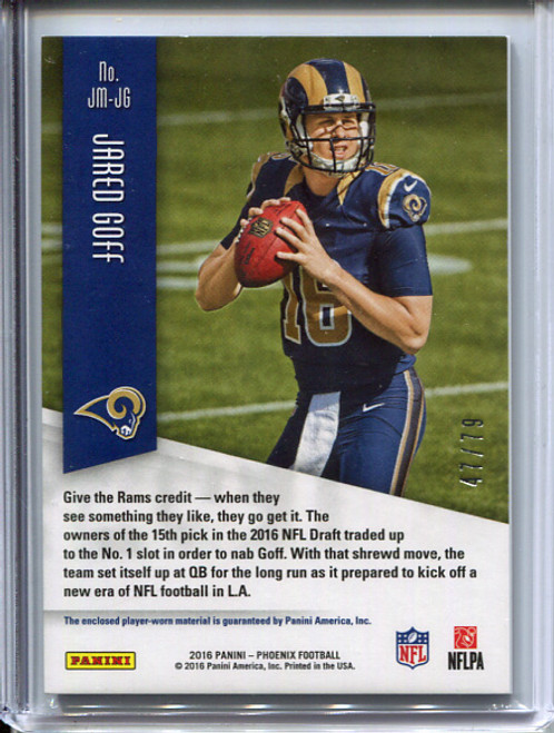 Jared Goff 2016 Phoenix, Rookie Jumbo Jerseys #JM-JG (#47/79)