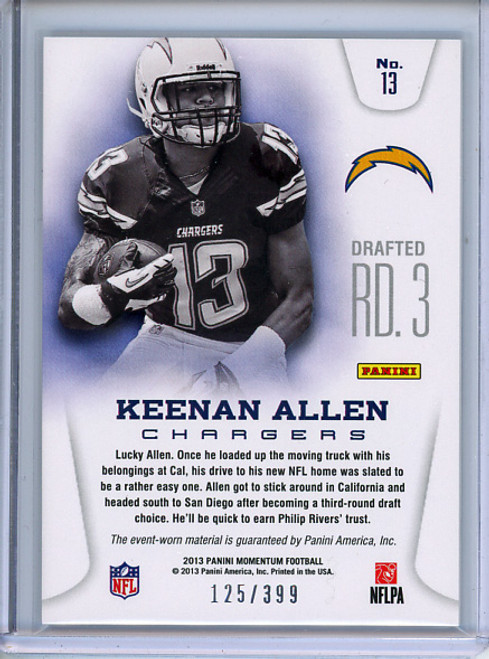 Keenan Allen 2013 Momentum, Rookie Team Threads Dual Materials #13 (#125/399)