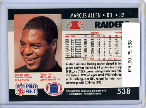 Marcus Allen 1990 Pro Set #538