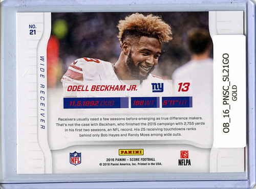 Odell Beckham Jr. 2016 Score, Sidelines #21 Gold