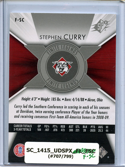 Stephen Curry 2014-15 SPx, Finite Legends #F-SC (#707/799)