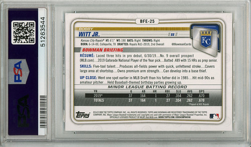 Bobby Witt Jr. 2020 Bowman First Edition #BFE-25 PSA 10 Gem Mint (#51263544)