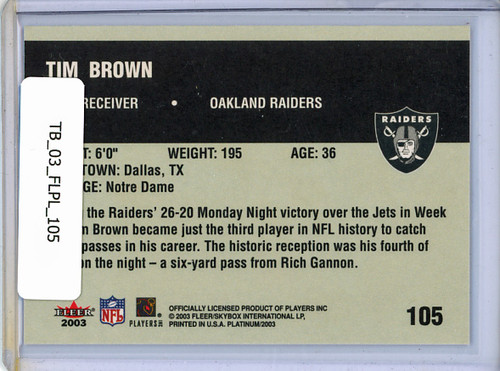 Tim Brown 2003 Platinum #105