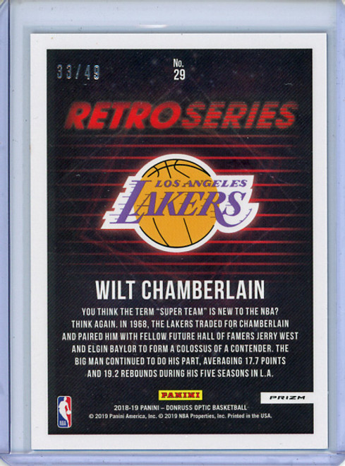 Wilt Chamberlain 2018-19 Donruss Optic, Retro Series #29 Blue (#33/49)