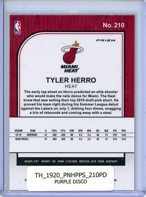 Tyler Herro 2019-20 Hoops Premium Stock #210 Purple Disco