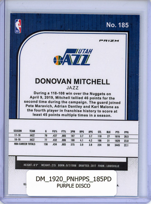 Donovan Mitchell 2019-20 Hoops Premium Stock #185 Purple Disco