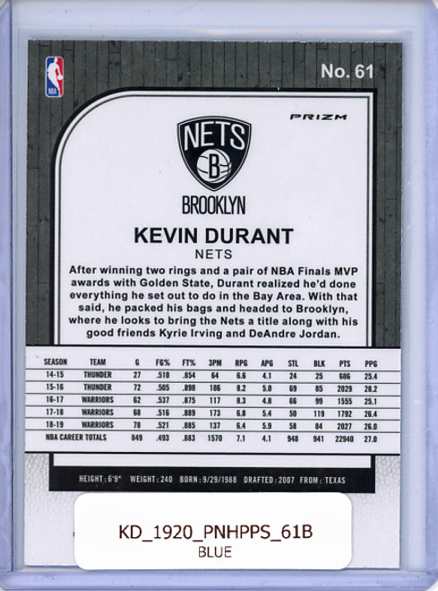 Kevin Durant 2019-20 Hoops Premium Stock #61 Blue