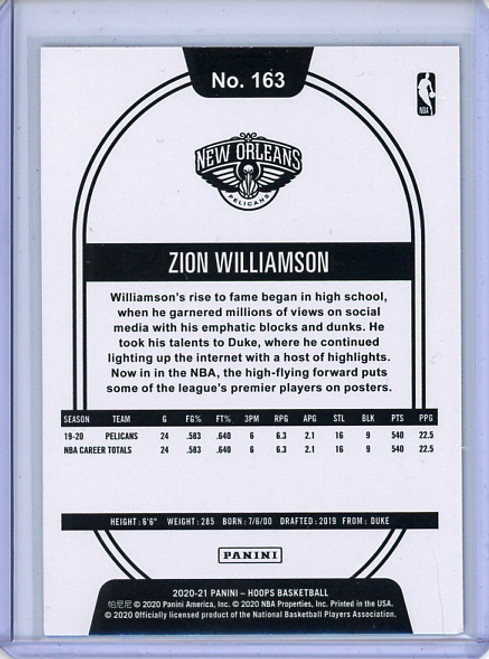 Zion Williamson 2020-21 Hoops #163 Purple Explosion - Damaged Bottom Left Corner (1)