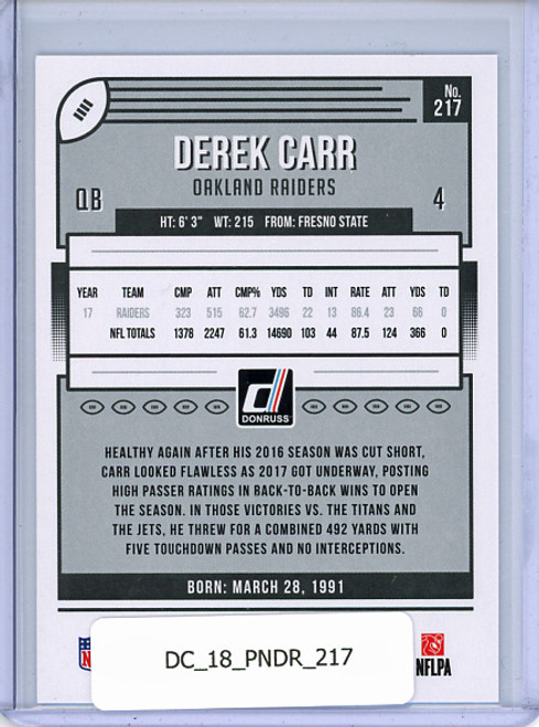 Derek Carr 2018 Donruss #217