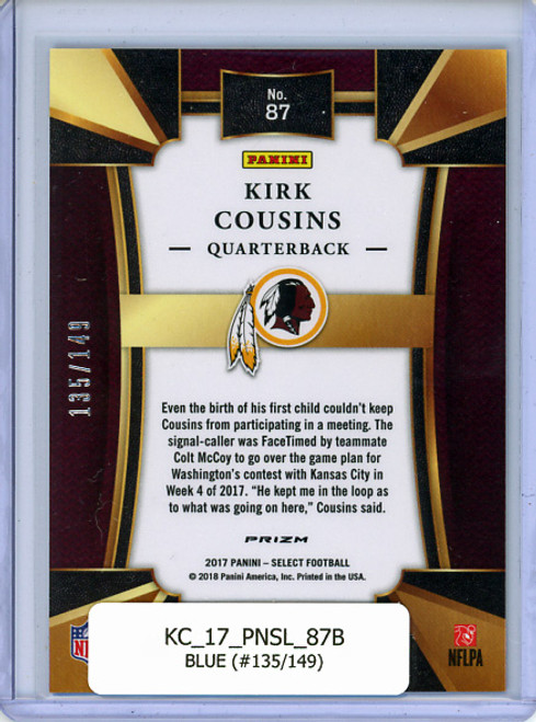 Kirk Cousins 2017 Select #87 Concourse Blue (#135/149)