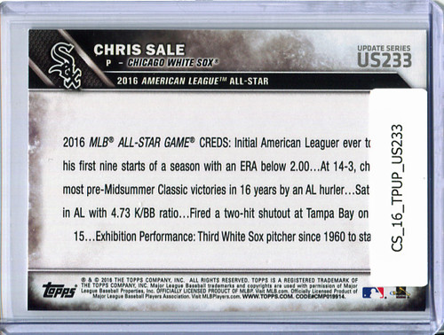 Chris Sale 2016 Topps Update #US233