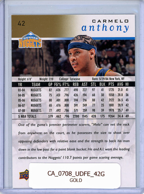 Carmelo Anthony 2008-09 Upper Deck First Edition #42 Gold