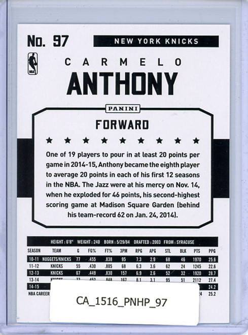 Carmelo Anthony 2015-16 Hoops #97