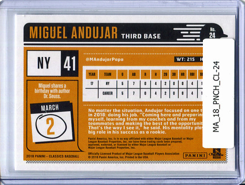 Miguel Andujar 2018 Chronicles, Classics #24