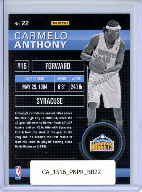 Carmelo Anthony 2015-16 Prestige, Brilliant Beginnings #22