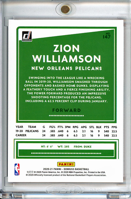 Zion Williamson 2020-21 Donruss #147 Holo Orange Laser (1)