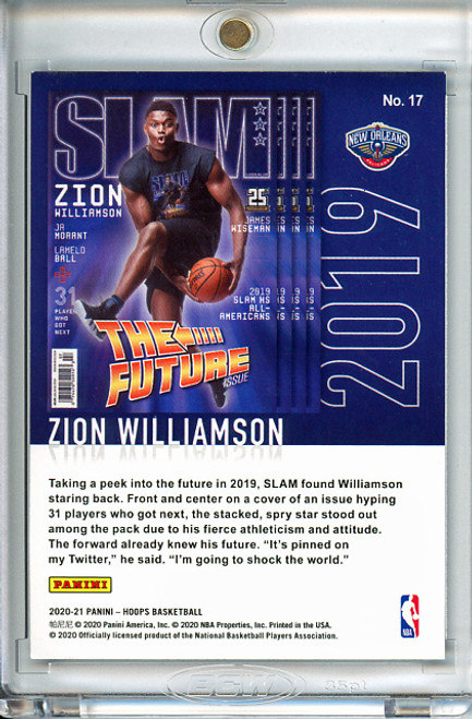 Zion Williamson 2020-21 Hoops, SLAM #17 Winter - Damaged Corners on Top & Bottom Right