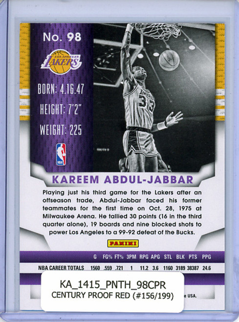 Kareem Abdul-Jabbar 2014-15 Threads #98 Century Proof Red (#156/199)