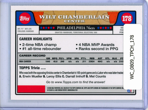 Wilt Chamberlain 2008-09 Topps Chrome #178