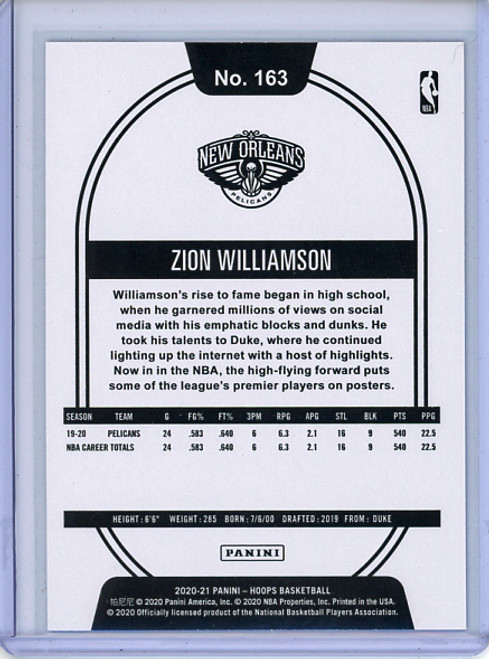 Zion Williamson 2020-21 Hoops #163 Blue (1)