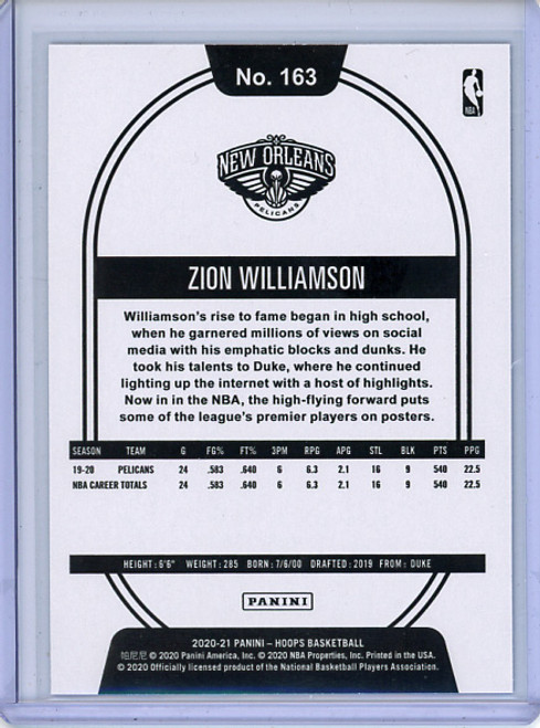 Zion Williamson 2020-21 Hoops #163 Blue (2)