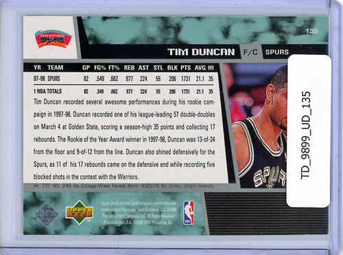 Tim Duncan 1998-99 Upper Deck #135