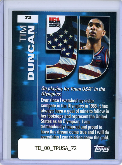 Tim Duncan 2000 Topps USA #72