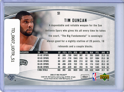 Tim Duncan 2006-07 Trilogy #51