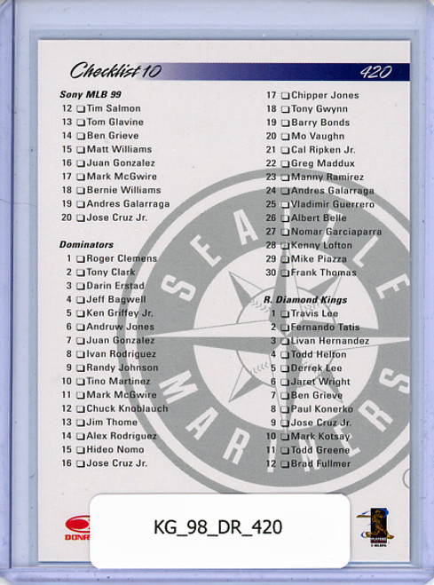 Ken Griffey Jr. 1998 Donruss #420 Checklist