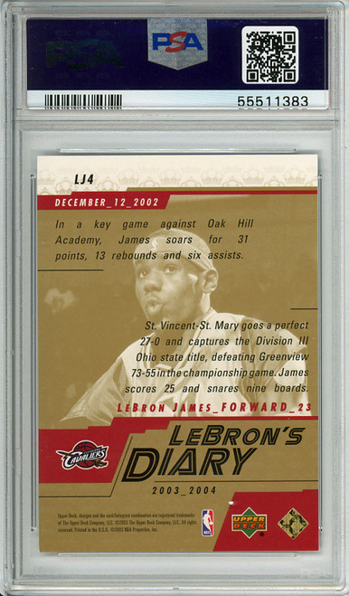 LeBron James 2003-04 Upper Deck LeBron's Diary #LJ4 PSA 9 Mint (#55511383)