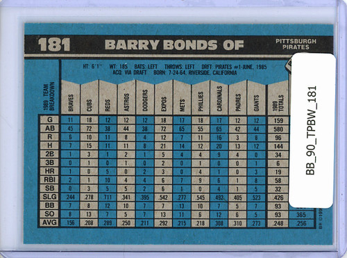Barry Bonds 1990 Bowman #181