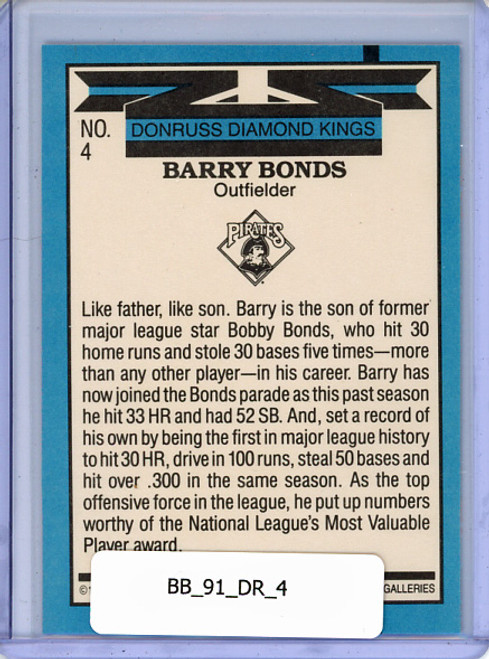 Barry Bonds 1991 Donruss #4 Diamond Kings