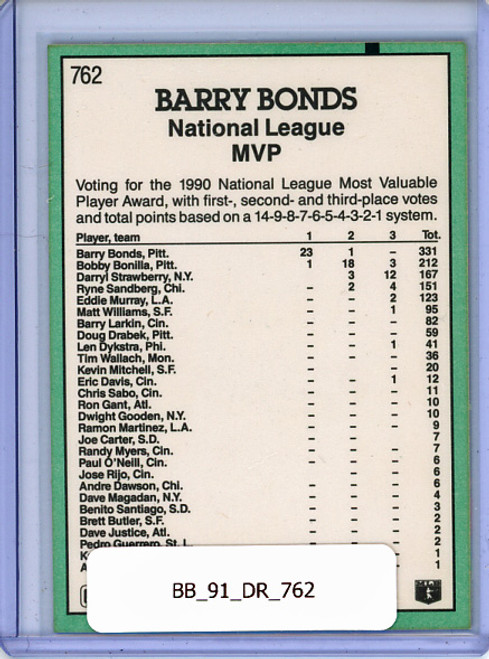 Barry Bonds 1991 Donruss #762 NL MVP