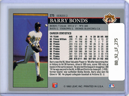 Barry Bonds 1992 Leaf #275