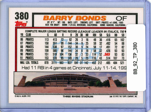 Barry Bonds 1992 Topps #380
