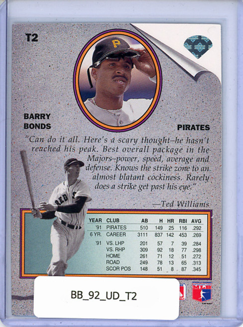 Barry Bonds 1992 Upper Deck, Ted Williams' Best #T2