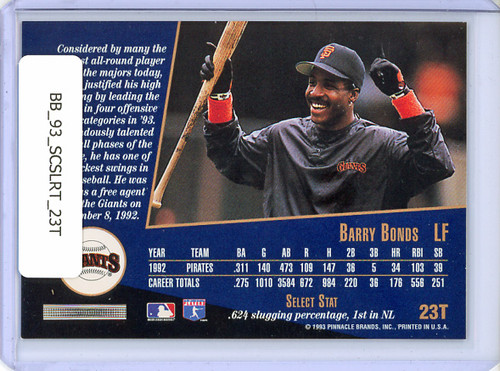 Barry Bonds 1993 Select Rookie/Traded #23T