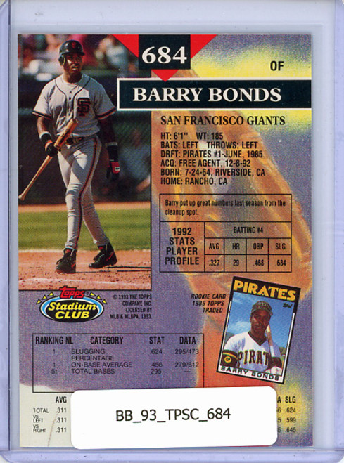 Barry Bonds 1993 Stadium Club #684